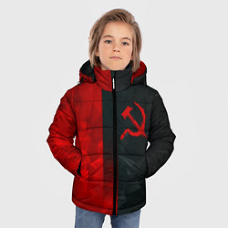 Куртка зимняя для мальчика СССР геометрия спорт символика, цвет: 3D-красный — фото 2