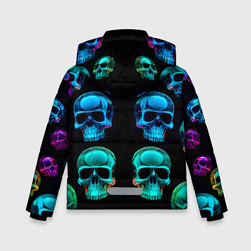 Зимняя куртка для мальчика Neon skulls - ai art pattern / 3D-Светло-серый – фото 2