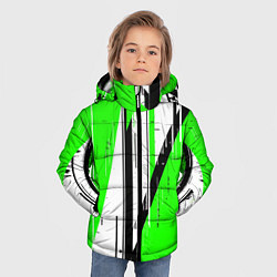 Куртка зимняя для мальчика Black and white vertical stripes on a green backgr, цвет: 3D-красный — фото 2