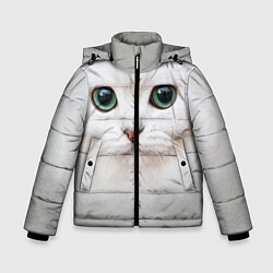 Куртка зимняя для мальчика Белый котик, цвет: 3D-красный