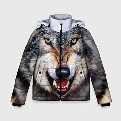 Куртка зимняя для мальчика Взгляд волка, цвет: 3D-черный