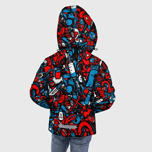 Зимняя куртка для мальчика Стикербомбинг / 3D-Светло-серый – фото 4
