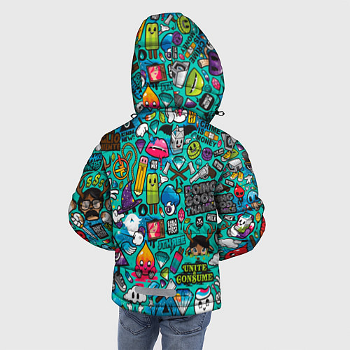 Зимняя куртка для мальчика Стикербомбинг / 3D-Черный – фото 4
