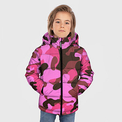 Куртка зимняя для мальчика Камуфляж: розовый/коричневый, цвет: 3D-черный — фото 2