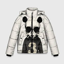 Куртка зимняя для мальчика Скелет панды, цвет: 3D-светло-серый