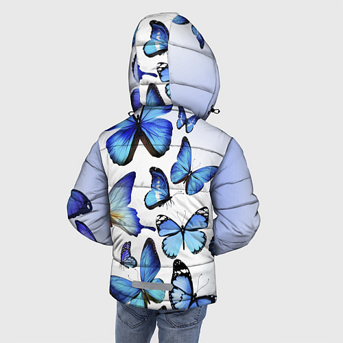Зимняя куртка для мальчика Голубые бабочки / 3D-Черный – фото 4