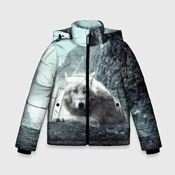 Куртка зимняя для мальчика Волк в горах, цвет: 3D-черный