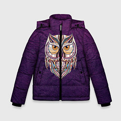 Куртка зимняя для мальчика Расписная сова, цвет: 3D-черный