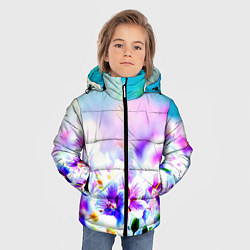Куртка зимняя для мальчика Цветочное поле, цвет: 3D-черный — фото 2