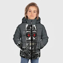Куртка зимняя для мальчика Скелет Терминатора, цвет: 3D-красный — фото 2