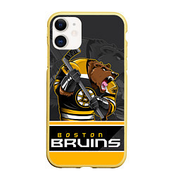 Чехол iPhone 11 матовый Boston Bruins, цвет: 3D-желтый
