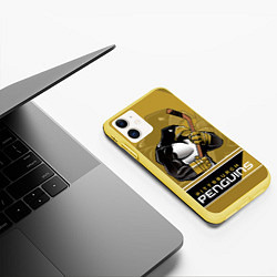 Чехол iPhone 11 матовый Pittsburgh Penguins, цвет: 3D-желтый — фото 2