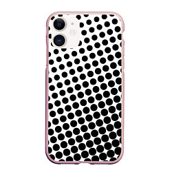 Чехол iPhone 11 матовый Белый в горошек, цвет: 3D-светло-розовый