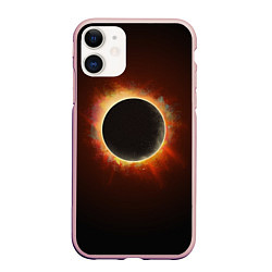 Чехол iPhone 11 матовый Солнечное затмение, цвет: 3D-светло-розовый