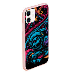 Чехол iPhone 11 матовый Космический осьминог, цвет: 3D-светло-розовый — фото 2