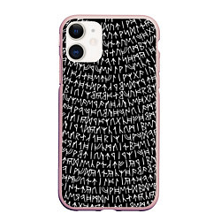 Чехол iPhone 11 матовый Руны, цвет: 3D-светло-розовый