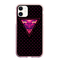 Чехол iPhone 11 матовый Треугольная геометрия, цвет: 3D-светло-розовый