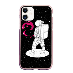 Чехол iPhone 11 матовый Космическая струя, цвет: 3D-светло-розовый