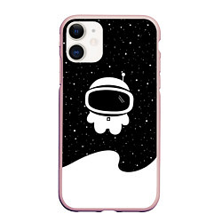Чехол iPhone 11 матовый Маленький космонавт, цвет: 3D-светло-розовый