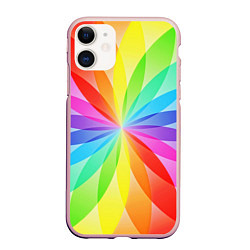 Чехол iPhone 11 матовый Радуга, цвет: 3D-светло-розовый