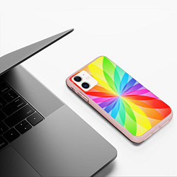 Чехол iPhone 11 матовый Радуга, цвет: 3D-светло-розовый — фото 2