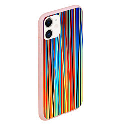 Чехол iPhone 11 матовый Colored stripes, цвет: 3D-светло-розовый — фото 2
