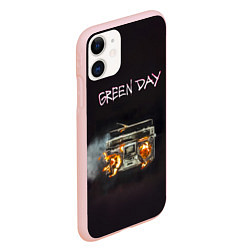 Чехол iPhone 11 матовый Green Day магнитофон в огне, цвет: 3D-светло-розовый — фото 2
