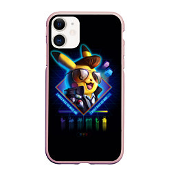 Чехол iPhone 11 матовый Retro Pikachu, цвет: 3D-светло-розовый