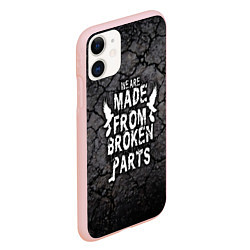 Чехол iPhone 11 матовый Made from broken parts, цвет: 3D-светло-розовый — фото 2