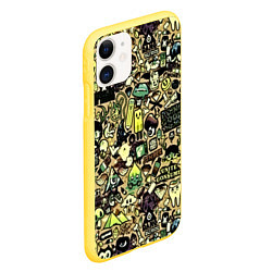 Чехол iPhone 11 матовый Стикер бомбинг, цвет: 3D-желтый — фото 2