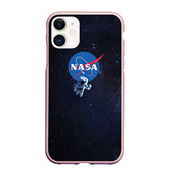 Чехол iPhone 11 матовый NASA: Hello World, цвет: 3D-светло-розовый