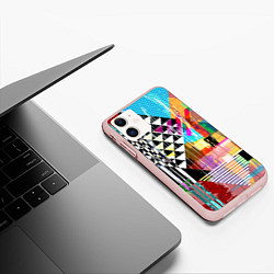 Чехол iPhone 11 матовый RGB Geometry, цвет: 3D-светло-розовый — фото 2