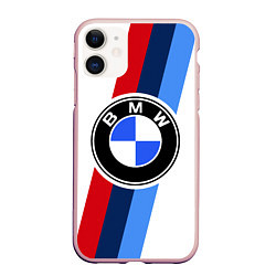 Чехол iPhone 11 матовый BMW M: White Sport, цвет: 3D-светло-розовый