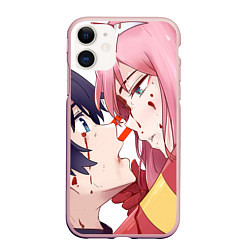 Чехол iPhone 11 матовый Darling in the FranXX, цвет: 3D-светло-розовый