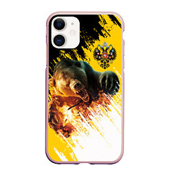 Чехол iPhone 11 матовый Имперский медведь, цвет: 3D-светло-розовый