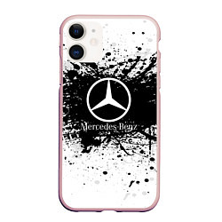 Чехол iPhone 11 матовый Mercedes-Benz: Black Spray, цвет: 3D-светло-розовый