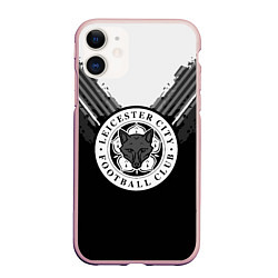 Чехол iPhone 11 матовый FC Leicester City: Black Style, цвет: 3D-светло-розовый