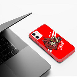 Чехол iPhone 11 матовый Кто мы? Мясо! цвета 3D-красный — фото 2