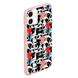 Чехол iPhone 11 матовый Funny Pandas, цвет: 3D-светло-розовый — фото 2