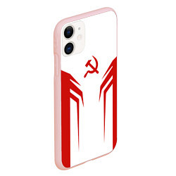 Чехол iPhone 11 матовый СССР воин, цвет: 3D-светло-розовый — фото 2