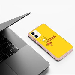 Чехол iPhone 11 матовый Lisa Simpson, цвет: 3D-светло-розовый — фото 2