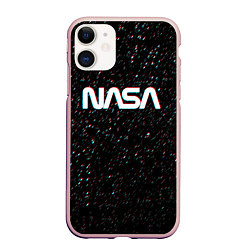 Чехол iPhone 11 матовый NASA: Space Glitch, цвет: 3D-светло-розовый