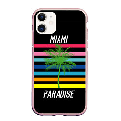 Чехол iPhone 11 матовый Miami Paradise, цвет: 3D-светло-розовый
