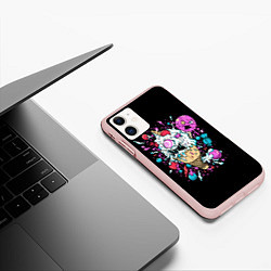 Чехол iPhone 11 матовый Мороженое монстров, цвет: 3D-светло-розовый — фото 2