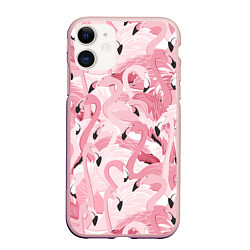 Чехол iPhone 11 матовый Розовый фламинго, цвет: 3D-светло-розовый
