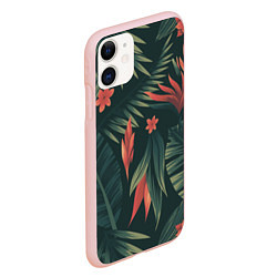 Чехол iPhone 11 матовый Тропический комуфляж, цвет: 3D-светло-розовый — фото 2