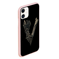 Чехол iPhone 11 матовый Vikings bones logo, цвет: 3D-светло-розовый — фото 2
