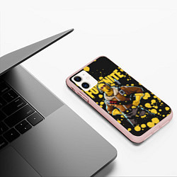 Чехол iPhone 11 матовый Fortnite, цвет: 3D-светло-розовый — фото 2