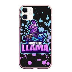Чехол iPhone 11 матовый Fortnite LLAMA, цвет: 3D-светло-розовый