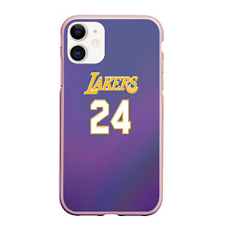 Чехол iPhone 11 матовый Los Angeles Lakers Kobe Brya, цвет: 3D-светло-розовый